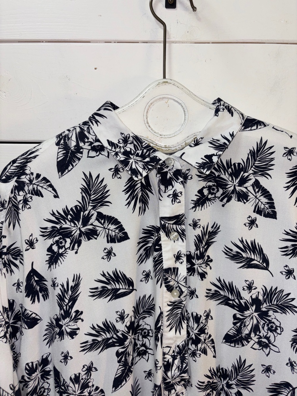 LORD + TAYLOR White & Navy Tropical Print Tunic Dress Size L - Picture 6 of 10